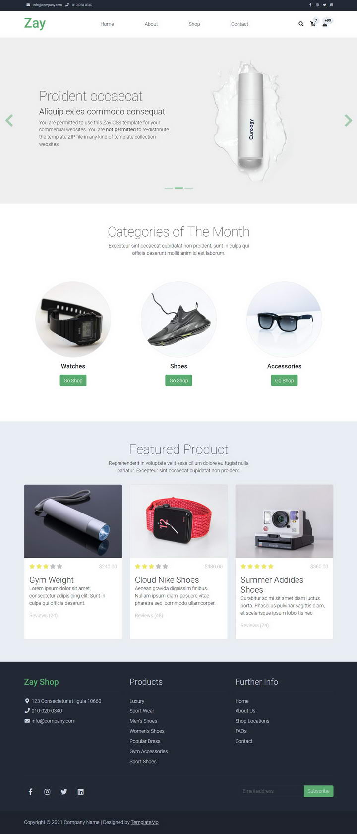 قالب Html Zay Shop Template